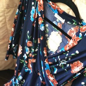 Ace Fashion Maxi Dress Navy Blue and Floral